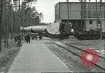 Image of A-4 missile towed for simulated launch at Test Stand 5 Peenemunde Germany, 1943, second 9 stock footage video 65675062547