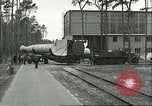 Image of A-4 missile towed for simulated launch at Test Stand 5 Peenemunde Germany, 1943, second 10 stock footage video 65675062547