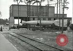Image of A-4 missile towed for simulated launch at Test Stand 5 Peenemunde Germany, 1943, second 22 stock footage video 65675062547