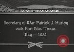 Image of Patrick J Hurley Fort Bliss Texas USA, 1931, second 7 stock footage video 65675062673