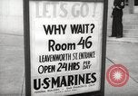 Image of men enlist at US Navy recruitment center in World War 2 San Francisco California USA, 1941, second 44 stock footage video 65675062832