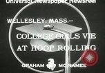 Image of hoop-rolling contest Wellesley Massachusetts USA, 1933, second 6 stock footage video 65675063201