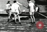 Image of Harvard 8 man crew participating in regatta on Thames River at New Lon New London Connecticut USA, 1900, second 12 stock footage video 65675063383