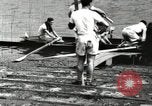 Image of Harvard 8 man crew participating in regatta on Thames River at New Lon New London Connecticut USA, 1900, second 24 stock footage video 65675063383