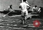 Image of Harvard 8 man crew participating in regatta on Thames River at New Lon New London Connecticut USA, 1900, second 27 stock footage video 65675063383