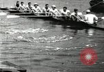Image of Harvard 8 man crew participating in regatta on Thames River at New Lon New London Connecticut USA, 1900, second 32 stock footage video 65675063383