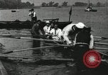 Image of Harvard 8 man crew participating in regatta on Thames River at New Lon New London Connecticut USA, 1900, second 56 stock footage video 65675063383