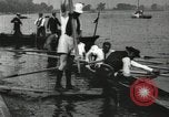 Image of Harvard 8 man crew participating in regatta on Thames River at New Lon New London Connecticut USA, 1900, second 60 stock footage video 65675063383