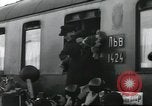 Image of Large crowd greets passenger arriving at train station Soviet Union, 1953, second 28 stock footage video 65675063498
