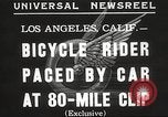 Image Bicycle Rider Frank Bartel établit un nouveau record de vitesse Los Angeles California USA, 1935, de la seconde 3 séquences d'archives historiques vidéo 65675063946
