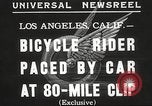 Image Bicycle Rider Frank Bartel établit un nouveau record de vitesse Los Angeles California USA, 1935, de la seconde 4 séquences d'archives historiques vidéo 65675063946
