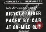 Image Bicycle Rider Frank Bartel établit un nouveau record de vitesse Los Angeles California USA, 1935, de la seconde 5 séquences d'archives historiques vidéo 65675063946