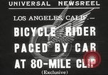 Image Bicycle Rider Frank Bartel établit un nouveau record de vitesse Los Angeles California USA, 1935, de la seconde 7 séquences d'archives historiques vidéo 65675063946