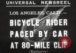 Image Bicycle Rider Frank Bartel établit un nouveau record de vitesse Los Angeles California USA, 1935, de la seconde 8 séquences d'archives historiques vidéo 65675063946