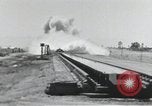 Image of Rocket sled goes off end of track California United States USA, 1951, second 13 stock footage video 65675067048