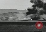 Image of Fatal crash of F-100 Super Sabre jet fighter aircraft California United States USA, 1956, second 51 stock footage video 65675067049