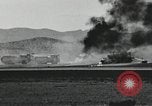 Image of Fatal crash of F-100 Super Sabre jet fighter aircraft California United States USA, 1956, second 52 stock footage video 65675067049