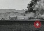 Image of Fatal crash of F-100 Super Sabre jet fighter aircraft California United States USA, 1956, second 58 stock footage video 65675067049