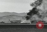 Image of Fatal crash of F-100 Super Sabre jet fighter aircraft California United States USA, 1956, second 60 stock footage video 65675067049