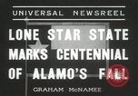 Standbild 100 Jahrestag der Alamo's fallen San Antonio Texas USA, 1936, aus Sekunde 5 historischem Filmmaterial Videoclip 65675067256