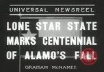 Standbild 100 Jahrestag der Alamo's fallen San Antonio Texas USA, 1936, aus Sekunde 9 historischem Filmmaterial Videoclip 65675067256