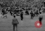 Image of Running of the Bulls Pamplona Spain, 1960, second 41 stock footage video 65675068125