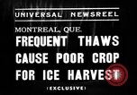 Image of ice harvest Montreal Quebec Canada, 1938, second 7 stock footage video 65675069229