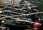 Image of VNAF helicopters on USS Midway during evacuation from Saigon South China Sea, 1975, second 47 stock footage video 65675069509