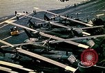Image of VNAF helicopters on USS Midway during evacuation from Saigon South China Sea, 1975, second 56 stock footage video 65675069509
