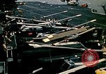 Image of VNAF helicopters on USS Midway during evacuation from Saigon South China Sea, 1975, second 57 stock footage video 65675069509