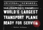 Image of Boeing 314 San Francisco California USA, 1939, second 8 stock footage video 65675070053