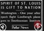 Image of Spirit of Saint Louis Washington DC USA, 1928, second 13 stock footage video 65675070310