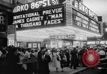 Image of invitational preview of film "Man of a Thousand Faces" New York City USA, 1957, second 7 stock footage video 65675070397