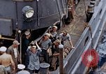 Image of Fighting fire on US Navy LST from kamikaze attack Pacific Theater, 1945, second 25 stock footage video 65675070702
