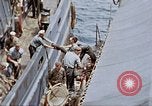 Image of Fighting fire on US Navy LST from kamikaze attack Pacific Theater, 1945, second 39 stock footage video 65675070702