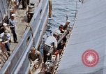 Image of Fighting fire on US Navy LST from kamikaze attack Pacific Theater, 1945, second 42 stock footage video 65675070702
