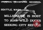 Image of wild ducks Seattle Washington USA, 1932, second 7 stock footage video 65675070958
