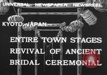 Image of bridal ceremony Kyoto Japan, 1932, second 5 stock footage video 65675070959