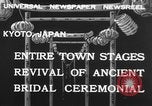 Image of bridal ceremony Kyoto Japan, 1932, second 6 stock footage video 65675070959