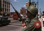 Image of United States soldiers on Guard duty in City Detroit Michigan USA, 1967, second 40 stock footage video 65675071096