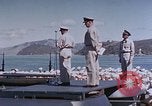 Image of Change of Command ceremony aboard battleship Pacific Theater, 1944, second 46 stock footage video 65675071668