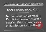 Image of anniversary of admission to Union San Francisco California USA, 1930, second 10 stock footage video 65675071706