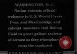 Image of President Coolidge and Secretary of War, Weeks, greet fliers Washington DC USA, 1924, second 4 stock footage video 65675071969