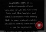 Image of President Coolidge and Secretary of War, Weeks, greet fliers Washington DC USA, 1924, second 6 stock footage video 65675071969