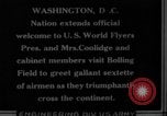 Image of President Coolidge and Secretary of War, Weeks, greet fliers Washington DC USA, 1924, second 9 stock footage video 65675071969
