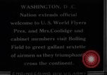 Image of President Coolidge and Secretary of War, Weeks, greet fliers Washington DC USA, 1924, second 13 stock footage video 65675071969