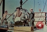 Image of Hoisting of Gadget atomic bomb before Trinity nuclear test Alamogordo New Mexico USA, 1945, second 28 stock footage video 65675072463