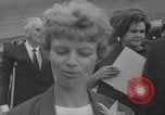 Image of Ann Pellegreno re-enacting Amelia Earhart's flight San Francisco California USA, 1967, second 14 stock footage video 65675072492