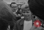 Image of Ann Pellegreno re-enacting Amelia Earhart's flight San Francisco California USA, 1967, second 16 stock footage video 65675072492
