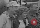 Image of Ann Pellegreno re-enacting Amelia Earhart's flight San Francisco California USA, 1967, second 19 stock footage video 65675072492